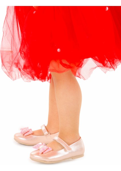 Cırtlı Fiyonklu Kız Çocuk Babet Ayakkabı Ege 200 Vakko Pudra modelleri