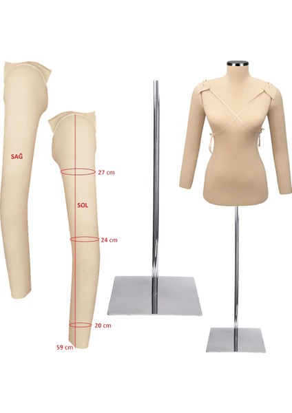 Dikiş Seti Seyyar Kollu 38 Beden Sünger Iğne Batabilen Terzi Mankeni Prova Mankeni fiyatları