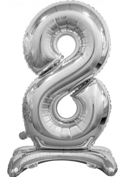 Ayakta Durabilen Gümüş 8 Rakam Folyo Balon
