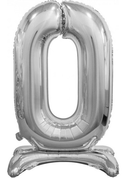 Ayakta Durabilen Gümüş 0 Rakam Folyo Balon