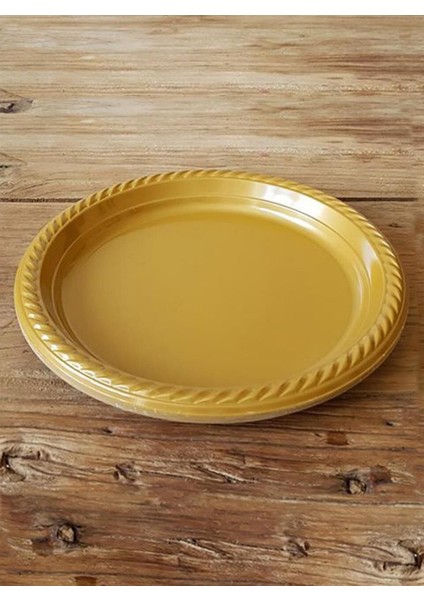 Plastik Tabak Altın Renkli 22 cm 25'li