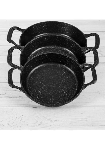 Laviss Kitchen 3 Lü Granit Döküm Sahan Seti (18cm-20cm-22cm)