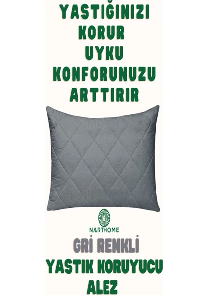 Nart Home  4 Adet  Gri  Renkli Kapitoneli Yastık Alezi Yastık Koruyucu Yastık Kılıfı  Pamuklu Kumaş