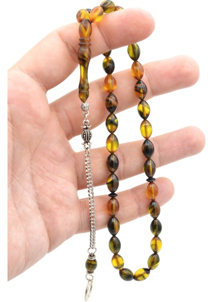 Kaplama Kamçılı Beyzi Kesim Sarı Siyah Sıkma Kehribar Tesbih fırsatları