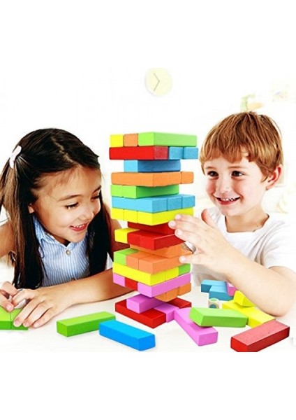SNR Renkli Denge(Jenga) Oyunu,Ahşap Orta Boy