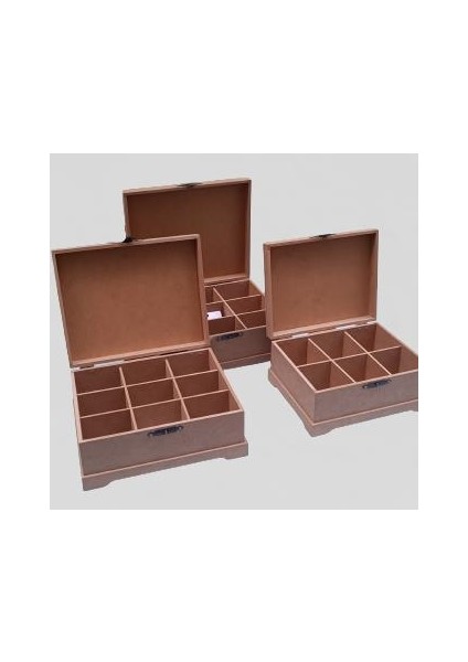 Hobi Dekoratif Model 3lü Makyaj Kutu Set Ahşap Ham Mdf El Yapımı