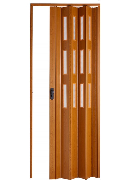 Akordiyon Kapı 162x200 Meşe Camlı 12 mm Katlanır Akordeon PVC