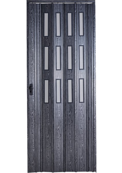 Akordiyon Kapı 177x188 Karaağaç Camlı 12 mm Katlanır Akordeon PVC