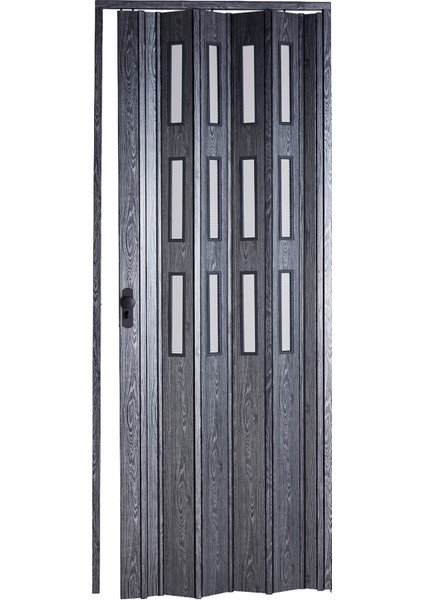 Akordiyon Kapı 177x188 Karaağaç Camlı 12 mm Katlanır Akordeon PVC