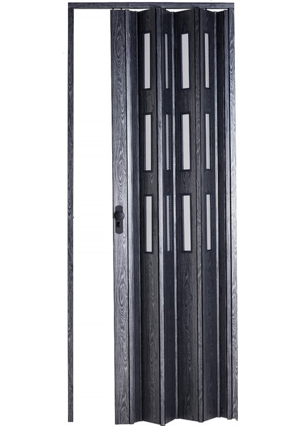 Akordiyon Kapı 177x188 Karaağaç Camlı 12 mm Katlanır Akordeon PVC
