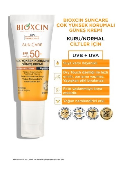 Güneş Kremi Kuru & Normal Ciltler Için SPF50 50 ml 2 Adet