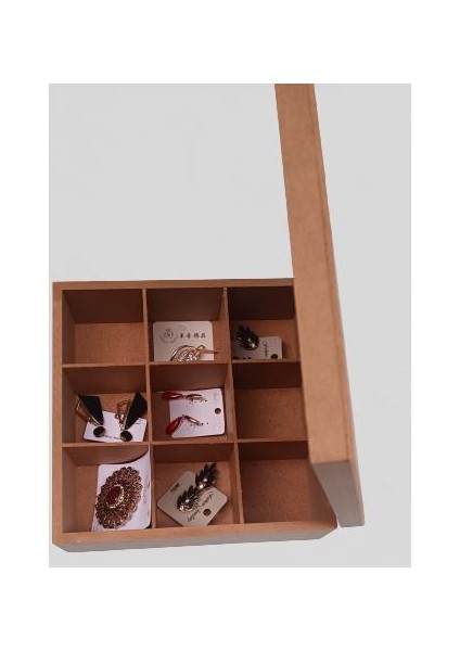 Hobi Dekoratif Model Takı Kutusu Bölmeli Ahşap Ham Mdf El Yapımı