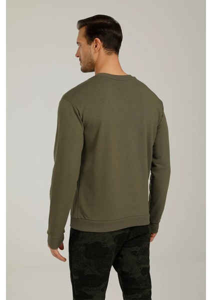 Erkek Basic Sweatshirt 3fx SN75 Haki/khaki 13S420SN75