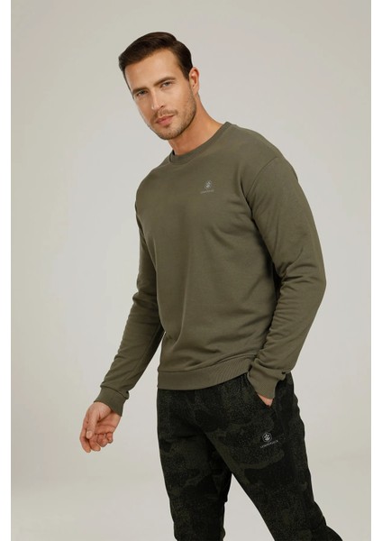 Erkek Basic Sweatshirt 3fx SN75 Haki/khaki 13S420SN75