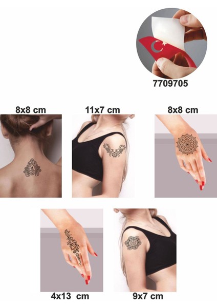 Büyük Mandala Desenleri Hint Kınası ile Geçici Dövme Yapma Seti