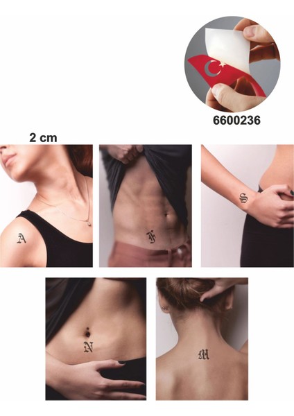 Kare Gotik Harfler Hint Kınası ile Geçici Dövme Yapma Seti