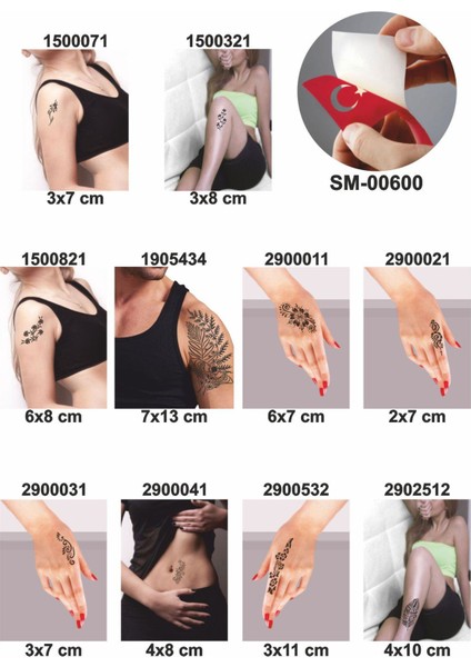 Çiçekli Geçici Dövme Şablonları 10 Adet Ürünü