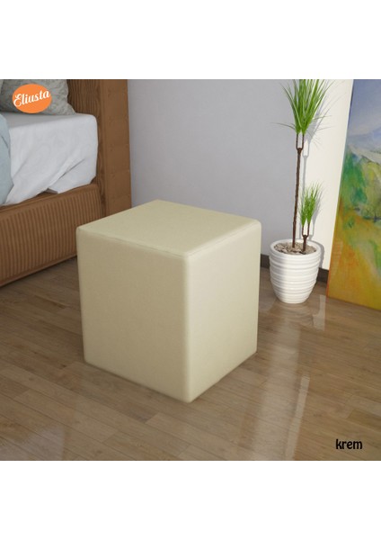 Kare Puf Ahşap Iskeletli