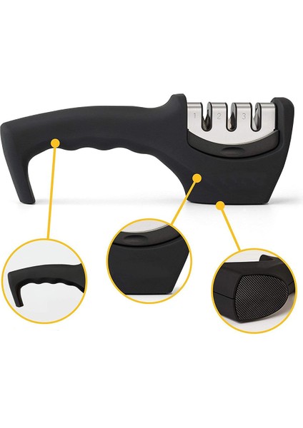 Bıçak Bileme Aleti 3 Açılı Elmas El Bıçakları Bileme Aparatı Ergonomik Saplı Kolay Kullanım Mutfak Sihirli Bıçak fiyatları