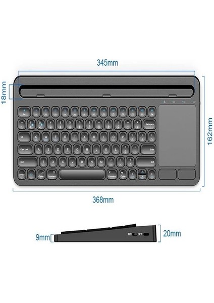 Kablosuz Type-C Şarjlı, Touchpad, Telefon, Tablet Standlı Bluetooth Klavye Ios/android/windows