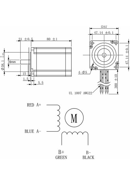 Roba 57HS8230 Nema 23 Step Motor 2.2nm 3.6V 3A 6mm Mil 2 Faz 1.8 Derece 200 Adıım 3D Yazıcı Printer