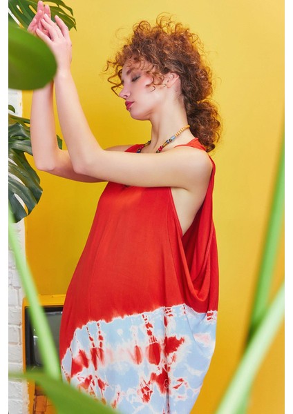 Bohem Stil Kısa Salaş Tunik Elbise