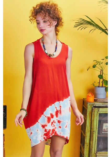 Bohem Stil Kısa Salaş Tunik Elbise