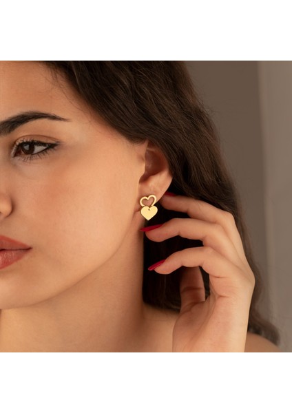925 Ayar Gümüş Kalp Desenli Ear Jacket Gümüş Küpe modelleri
