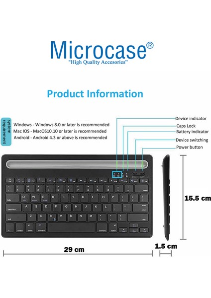 Tablet ve Telefon Koymalı Standlı Bluetooth Klavye - AL3786