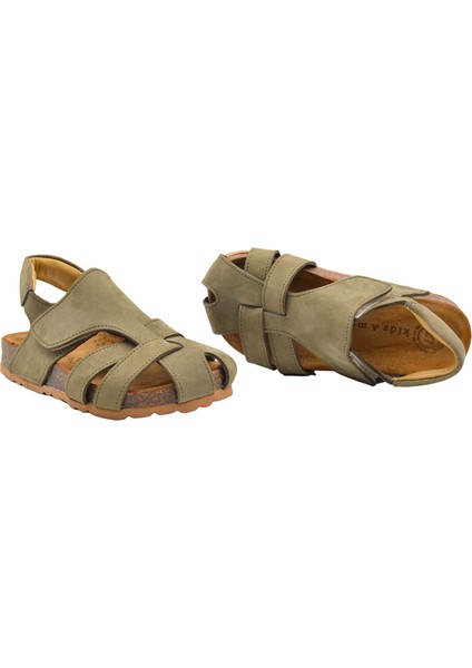 Arezzo Unisex Deri Çocuk Sandalet Haki