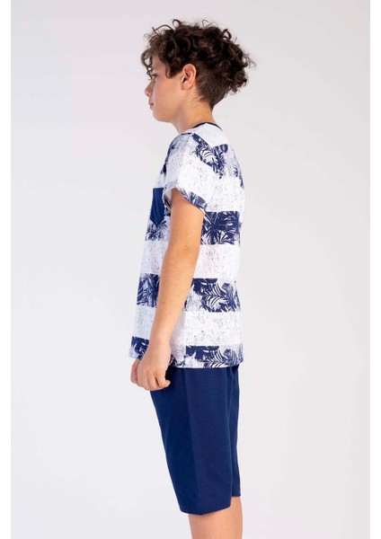 Pamuklu Erkek Çocuk Kısa Kol Kaprili Pijama Takım modelleri