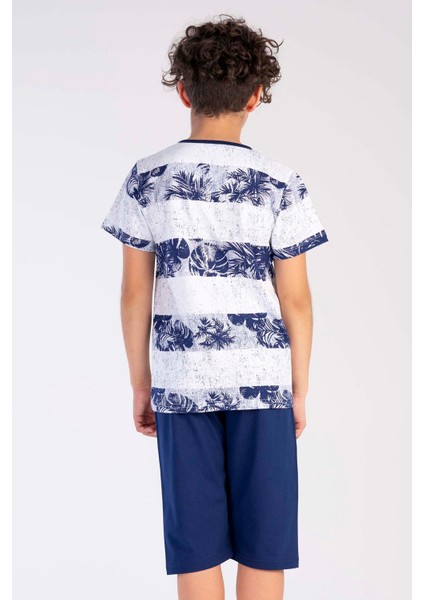 Pamuklu Erkek Çocuk Kısa Kol Kaprili Pijama Takım fırsatları