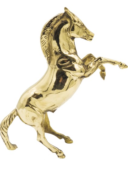 Pirinç Döküm Şahlanan At Figürlü Gold Renk