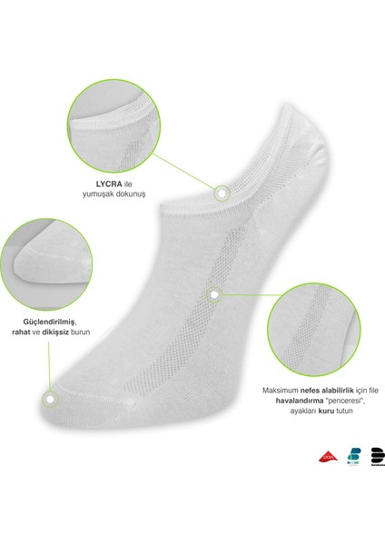 Durasocks Erkek-Kadın Uniseks, Sneakers Çorap, Görünmez Çorap, Antibakteriyel, Spor, Esnek, Dikişsiz Çorap (6 Çift)
