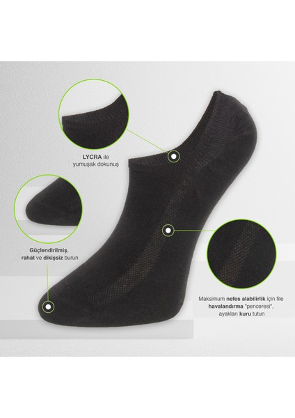 Durasocks Erkek-Kadın Uniseks, Sneakers Çorap, Görünmez Çorap, Antibakteriyel, Spor, Esnek, Dikişsiz Çorap (6 Çift)