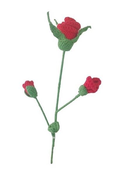 Kızıl Gül Dalı Amigurumi Organik Oyuncak