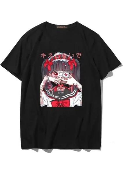 Anime Girl Loli Goth Siyah T-Shirt