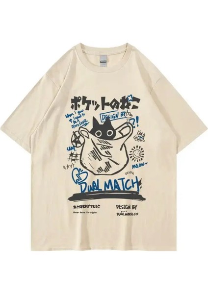 New Japanese Retro Street Harajuku Style Bej T-Shirt ( Unisex )
