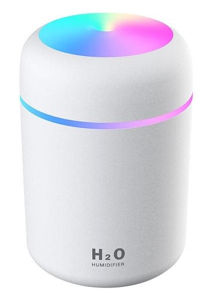 H2 30-45 ml Ultrasonik Renkli Hava Nemlendirici Buhar Makinesi ve Aroma Difüzörü Beyaz