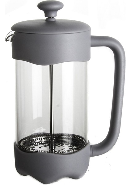 Luna Ay French Press 1000ml Gri Tekli Cam Isı Iletmeyen Saplı Çay Kahve Demleme Sofra Mu