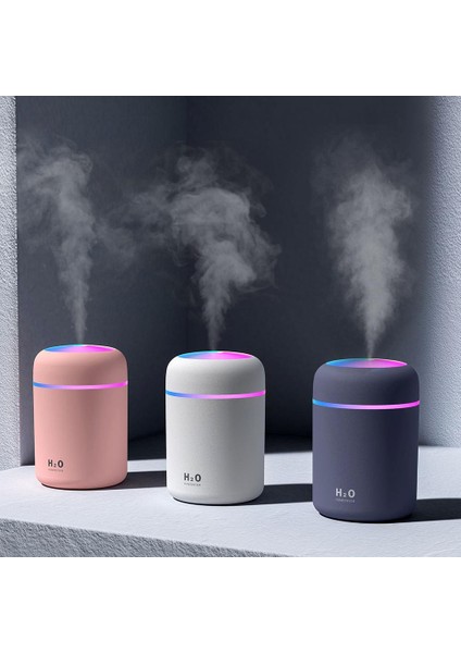 H2 30-45 ml Ultrasonik Renkli Hava Nemlendirici Buhar Makinesi ve Aroma Difüzörü Beyaz