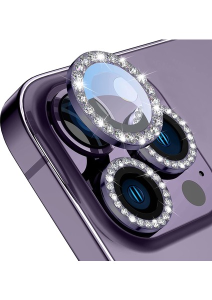 Buff iPhone 14 Pro / 14 Pro Max Diamond Lens Koruyucu Dark Purple