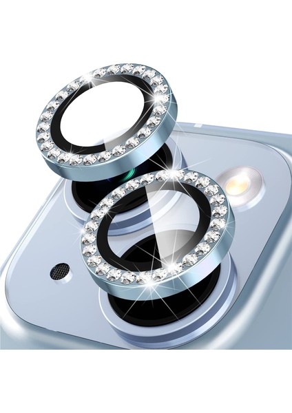 Buff iPhone 14 / 14 Plus Diamond Kamera Lens Koruyucu Light Blue