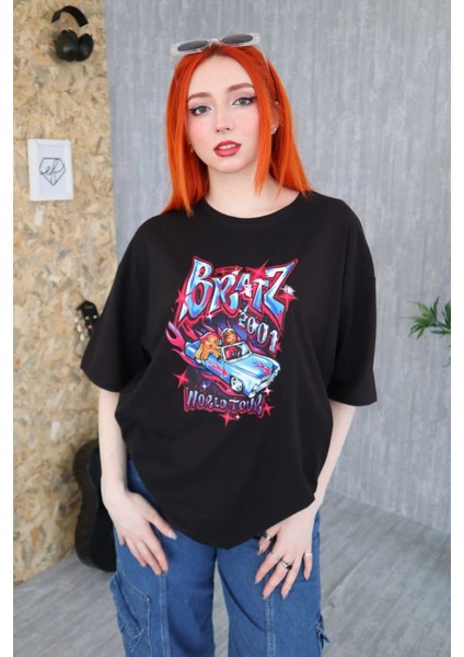 Siyah Unisex Bratz 2001 World Tour Tişört