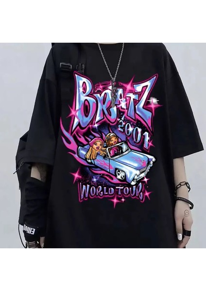 Siyah Unisex Bratz 2001 World Tour Tişört modelleri