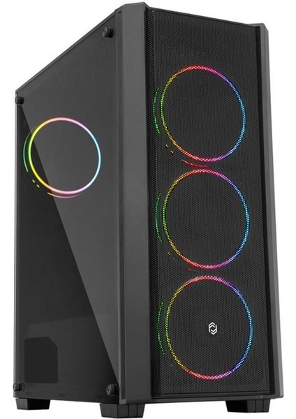 FC-9420G 600W 80+ BRONZE 4X120MM DOUBLE SLIM RING RGB FAN USB 3.0 MİDİ TOWER SİYAH KASA