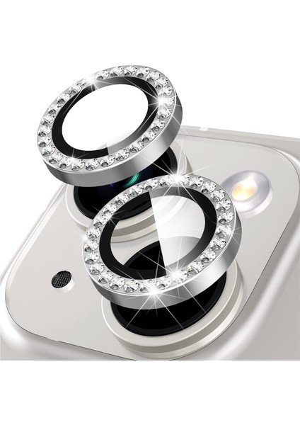 Buff iPhone 14 / 14 Plus Diamond Kamera Lens Koruyucu Silver