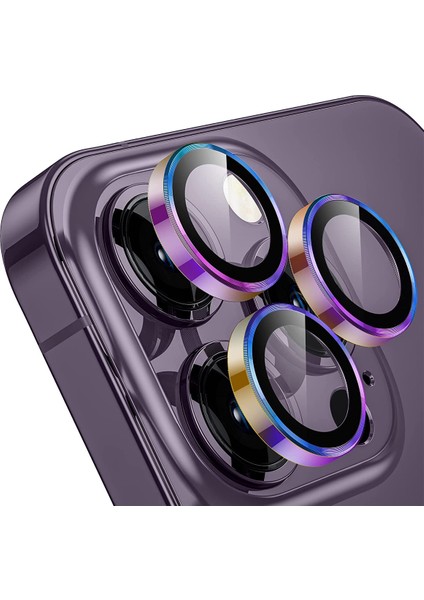 Buff iPhone 13 Pro / 13 Pro Max Kamera Metal Lens Koruyucu Colorful