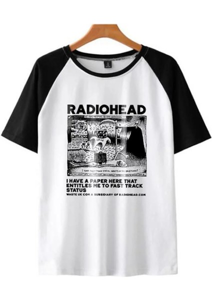 Radiohead Baskılı Reglan Kol Beyaz Unisex Oversize T-Shirt fiyatları