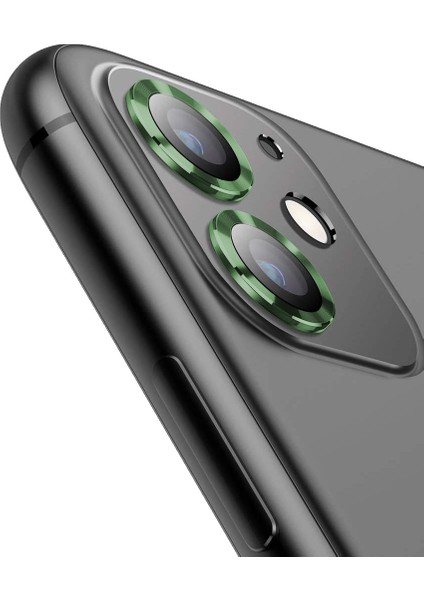 Buff iPhone 11 / 12 / 12 Mini Kamera Metal Lens Koruyucu Dark Green modelleri